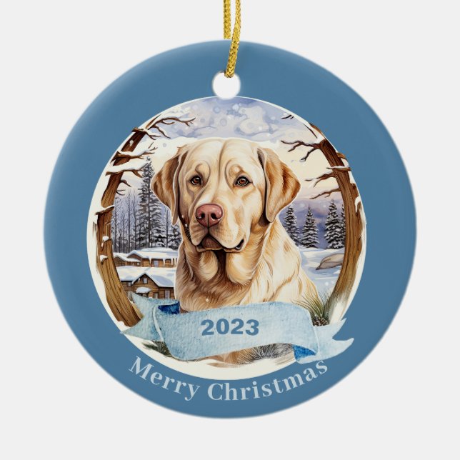 Labrador Retriever Aquareller Hundekunst Keramik Ornament (Vorne)