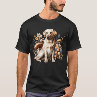 Labrador Retriever Ästhetischer Pilz-Floral für T-Shirt