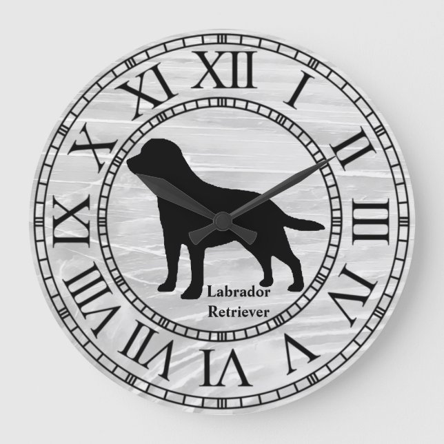 Labrador Retriever auf gereinigtem Holz Große Wanduhr (Vorderseite)