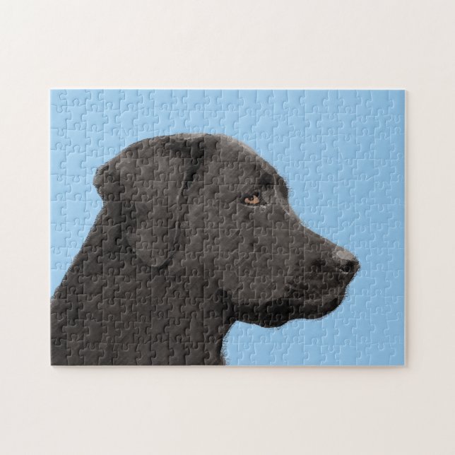 Labrador Retriever Black Painting Original Dog Art (Horizontal)