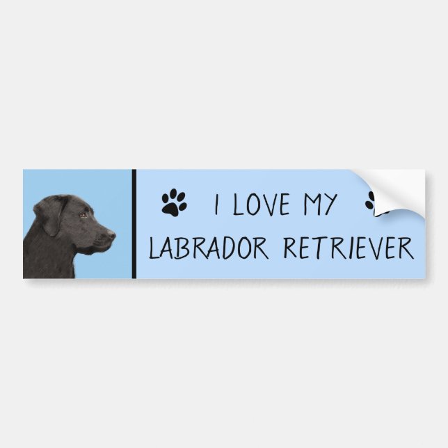 Labrador Retriever Black Painting Original Dog Art Autoaufkleber (Vorne)