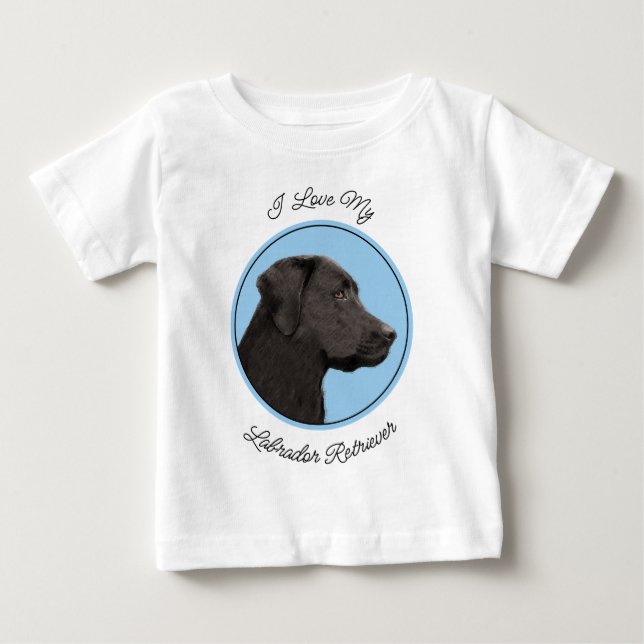 Labrador Retriever Black Painting Original Dog Art Baby T-shirt (Vorderseite)