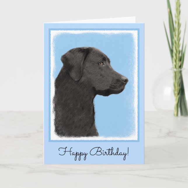 Labrador Retriever Black Painting Original Dog Art Karte (Vorderseite)