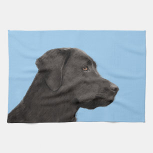 Labrador Retriever Black Painting Original Dog Art Küchentuch