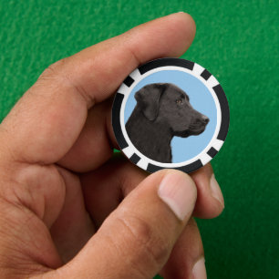 Labrador Retriever Black Painting Original Dog Art Pokerchips