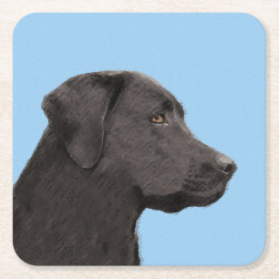 Labrador Retriever Black Painting Original Dog Art Rechteckiger Pappuntersetzer