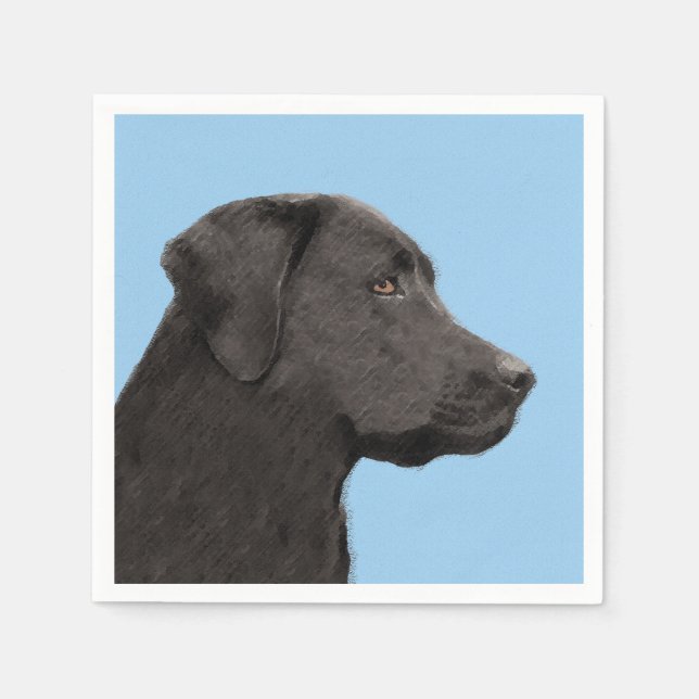 Labrador Retriever Black Painting Original Dog Art Serviette (Vorderseite)