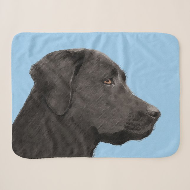 Labrador Retriever Black Painting Original Dog Art Sherpadecke (Vorderseite (Horizontal))