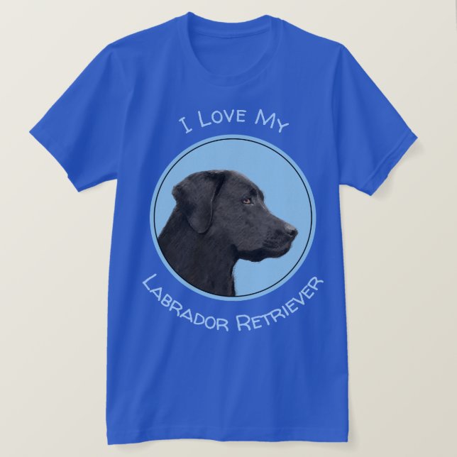 Labrador Retriever Black Painting Original Dog Art T-Shirt (Design vorne)