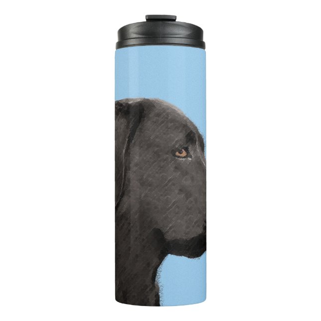 Labrador Retriever Black Painting Original Dog Art Thermosbecher (Vorderseite)