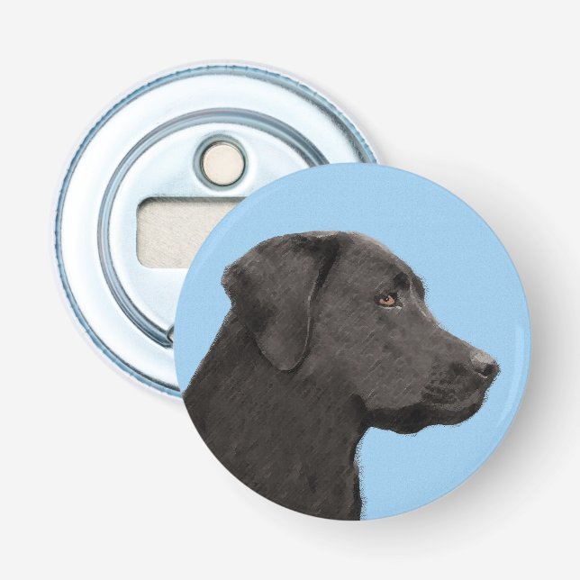 Labrador Retriever Black Painting Original Hund Ar Flaschenöffner (Vorderseite)