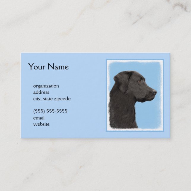 Labrador Retriever Black Painting Original Hund Ar Visitenkarte (Vorderseite)
