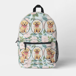 Labrador Retriever Blume Hintergrund Bedruckter Rucksack
