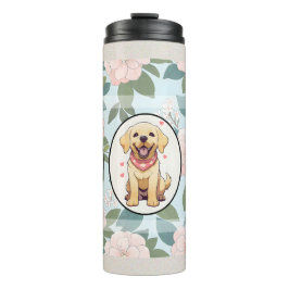 Labrador Retriever Blume Hintergrund Thermosbecher