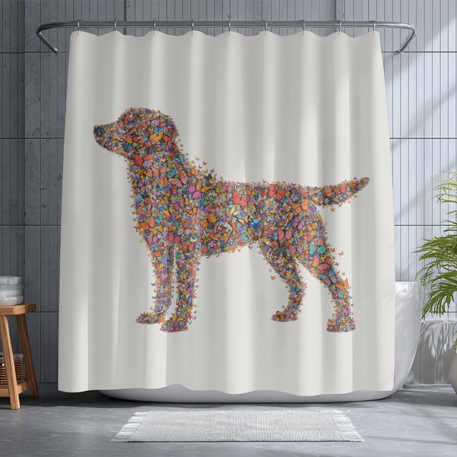 Labrador Retriever Butterfly Silhouette Dog Lover Duschvorhang (Von Creator hochgeladen)