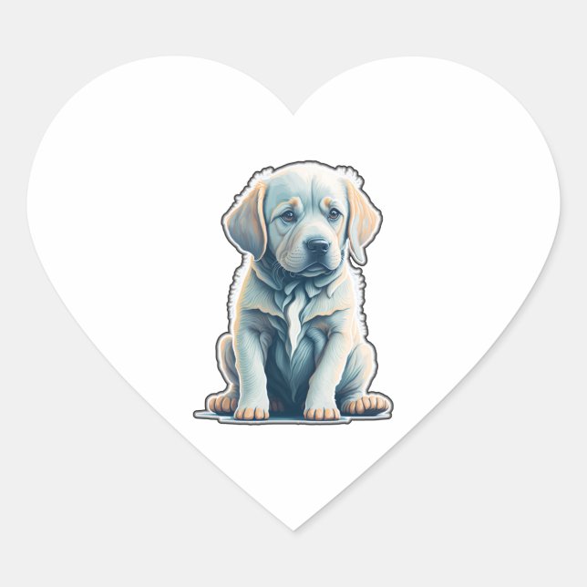 Labrador Retriever Calm Puppy Herz-Aufkleber (Vorderseite)
