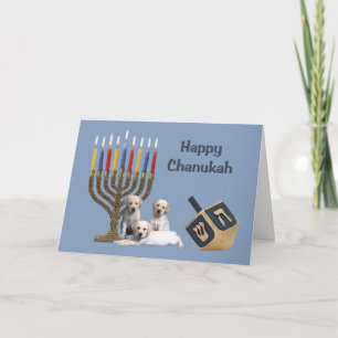 Labrador Retriever Chanukah Card Menorah Dreidel Feiertagskarte