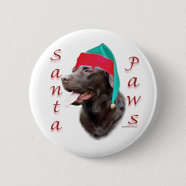 Labrador Retriever (choc) Santa Paws Button (Vorderseite)
