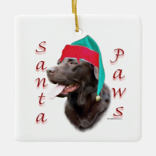 Labrador Retriever (choc) Santa Paws Keramikornament