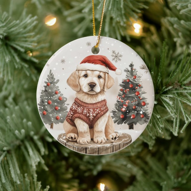 Labrador Retriever Christmas Dog Keramik Ornament (Baum)
