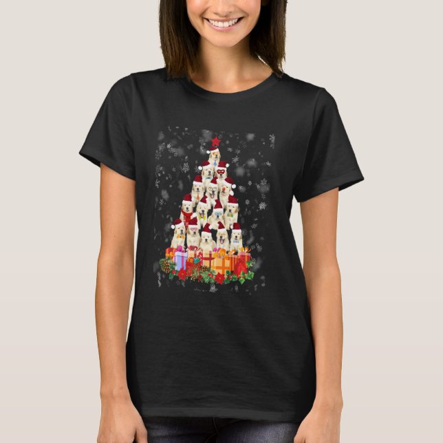Labrador Retriever Christmas Tree Weihnachtsmannmü T-Shirt (Vorderseite)