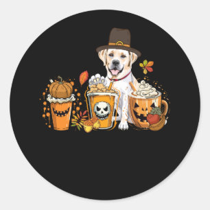 Labrador Retriever Coffee Pumpkin Gewürz Fall Dank Runder Aufkleber