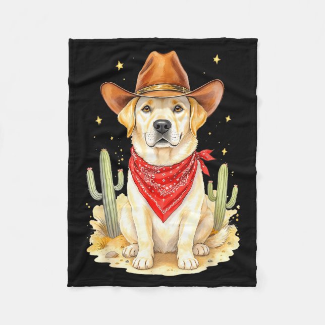 Labrador Retriever Cowboy Dog Western Llabrador Co Fleecedecke (Vorderseite)