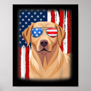 Labrador Retriever Dog America Flag 4. Juli USA Poster