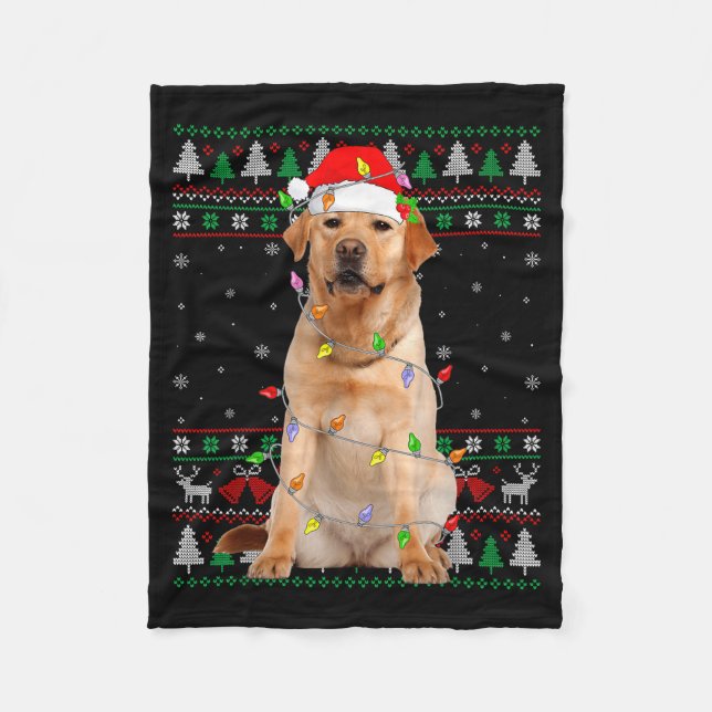 Labrador Retriever Dog Christmas Ugly Sweater Ligh Fleecedecke (Vorderseite)