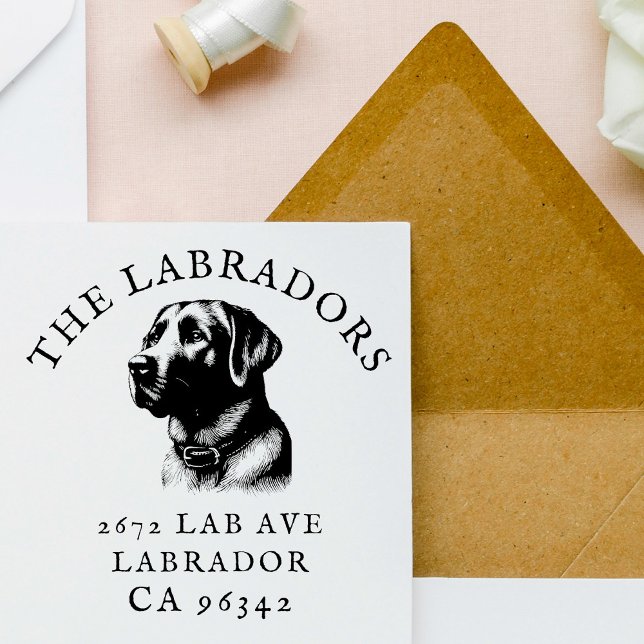 Labrador Retriever Dog Family Name Rücksendeadress Gummistempel (Von Creator hochgeladen)