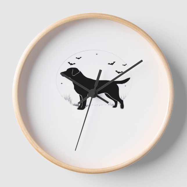 Labrador Retriever Dog - Halloween Moon Silhouette Uhr (Vorderseite)