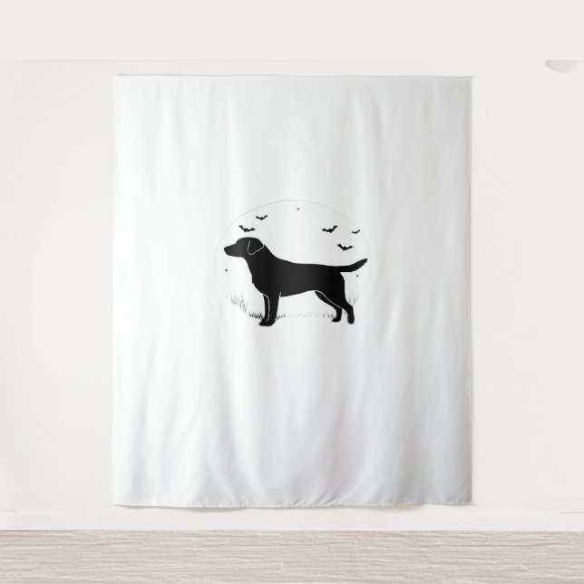 Labrador Retriever Dog - Halloween Moon Silhouette Wandteppich (Vorderseite)