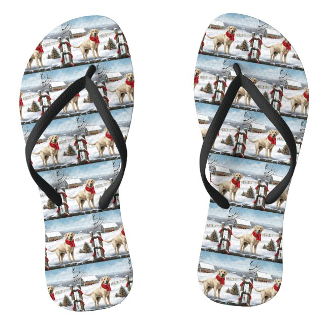 Labrador Retriever Dog in Schnee Weihnachten Flip Flops (Fußbett)