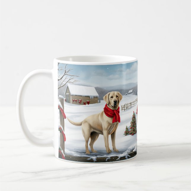 Labrador Retriever Dog in Schnee Weihnachten Kaffeetasse (Links)