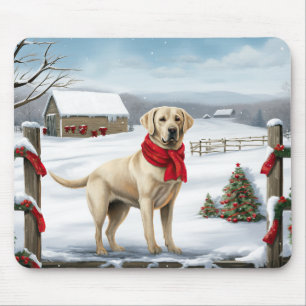 Labrador Retriever Dog in Schnee Weihnachten Mousepad