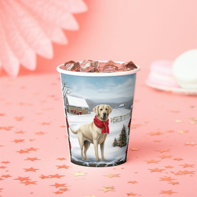 Labrador Retriever Dog in Schnee Weihnachten Pappbecher (Insitu)