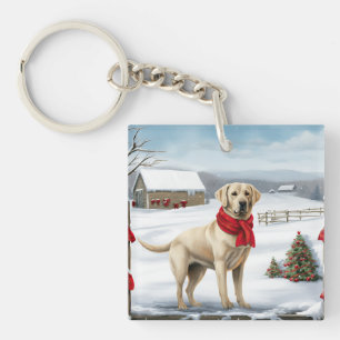 Labrador Retriever Dog in Snow Christmas