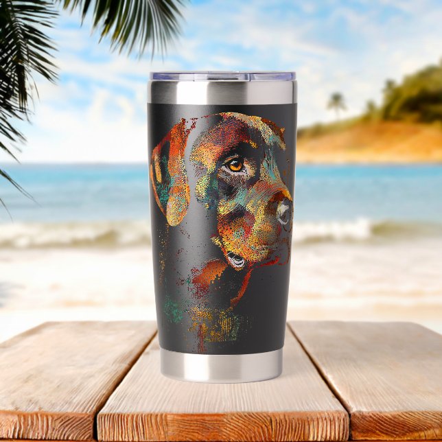 Labrador Retriever Dog Motif Pet Artwork Labrador  Thermobecher (Strand (gedreht))