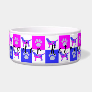 Labrador Retriever Dog & Paw Pink & Blue Bowl Napf