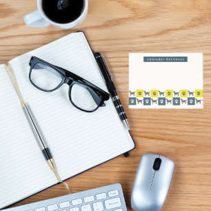 Labrador Retriever Dog & Paw Yellow & Blue Grids Post-it Klebezettel