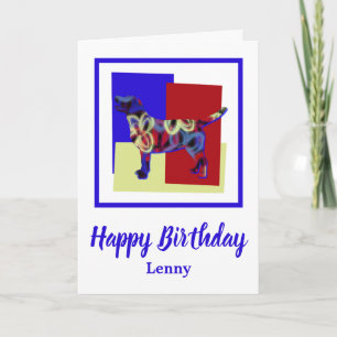 Labrador Retriever Dog Red Blue Yellow Birthday Karte
