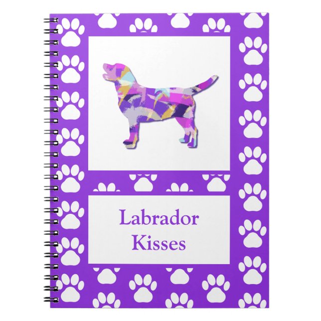 Labrador Retriever Dog Silhouette Paw Lila PY&B Notizblock (Vorderseite)