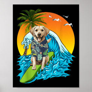 Labrador Retriever Dog Surfing Surfer Hawaii Somme Poster