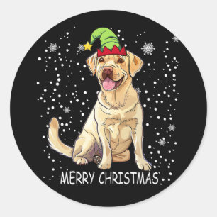 Labrador Retriever Dog Tree Weihnachtssüßer Weihna Runder Aufkleber