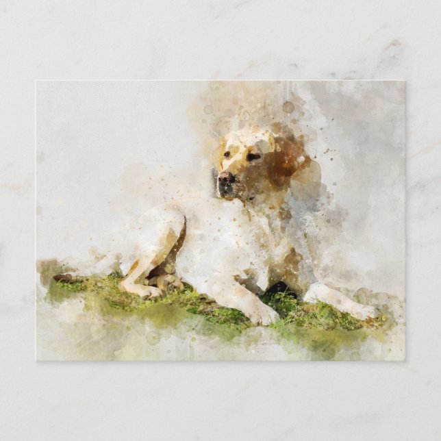 Labrador Retriever Dog Watercolor Portrait 03 Postkarte (Vorderseite)