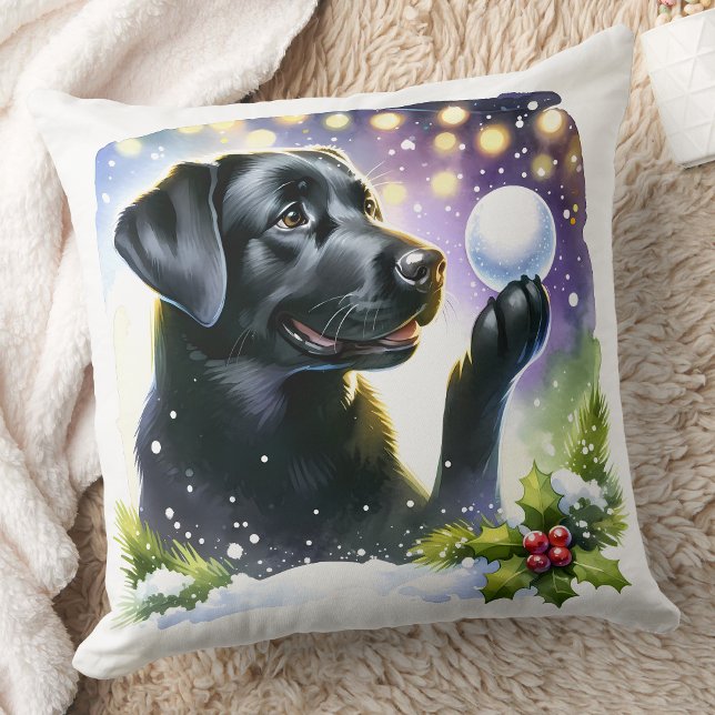 Labrador Retriever Dog Winterschnee Weihnachten Kissen (Von Creator hochgeladen)
