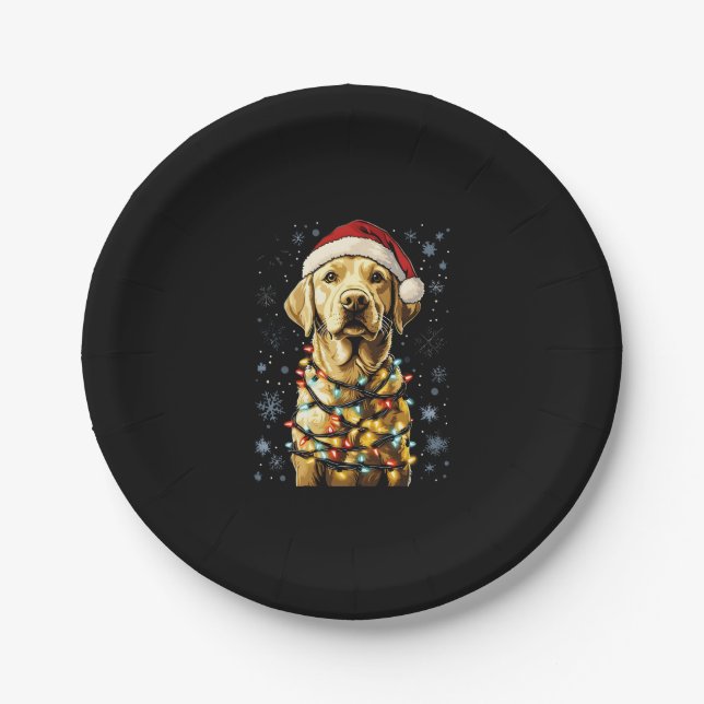 Labrador Retriever Dogs Tree Christmas Sweater Xma Pappteller (Vorderseite)