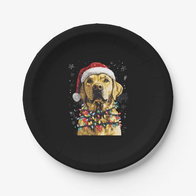 Labrador Retriever Dogs Tree Christmas Sweater Xma Pappteller (Vorderseite)