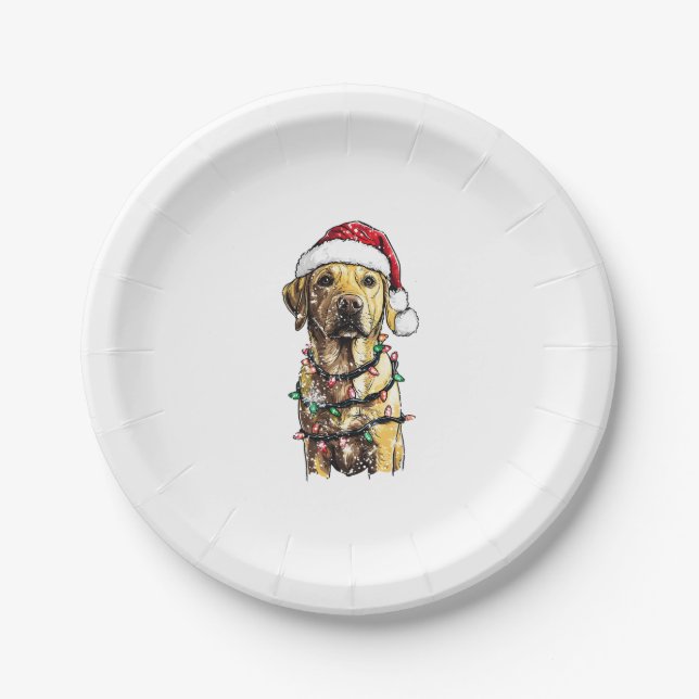 Labrador Retriever Dogs Tree Christmas Sweater Xma Pappteller (Vorderseite)