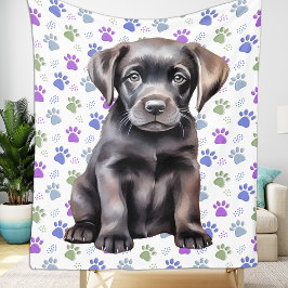 Labrador Retriever farbenfrohe Paw Prints Puppy Do Fleecedecke